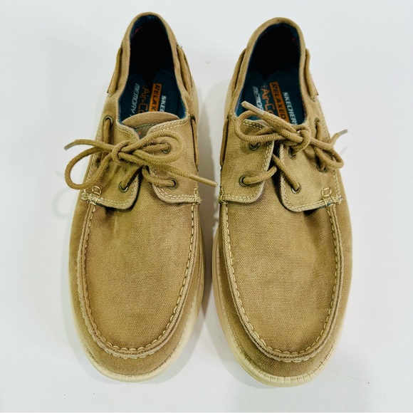 ๐ฉท SKETCHERS RELAXED FUT AIR-COOLED MEMORY FOAM TAN CANVAS DECK BOAT SHOE SIZE 8 - Picture 8 of 13